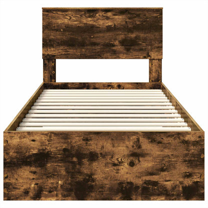 Bed Frame with Drawer Smoked Oak 100 x 200 cm Engineered Wood