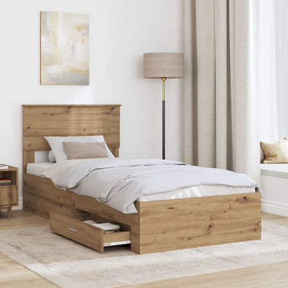 Bed Frame with Drawer Artisan Oak 90 x 190 cm Engineered Wood