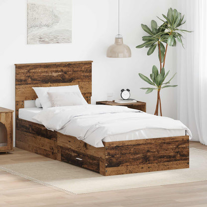 Bed Frame with Headboard Old Wood 90 x 200 cm Engineered Wood