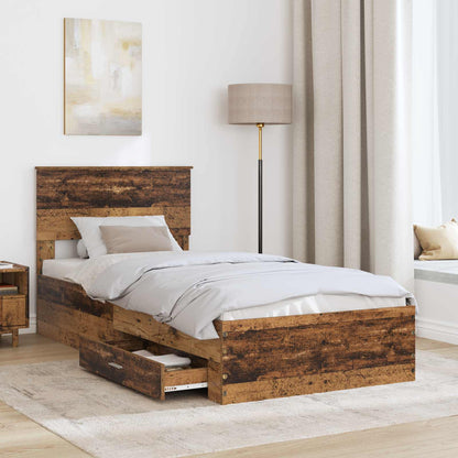 Bed Frame with Headboard Old Wood 90 x 200 cm Engineered Wood