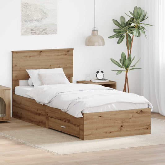 Bed Frame with Drawer Artisan Oak 90 x 200 cm Engineered Wood
