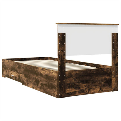 Bed Frame Smoked Oak and Silver 75 x 190 cm Engineered Wood