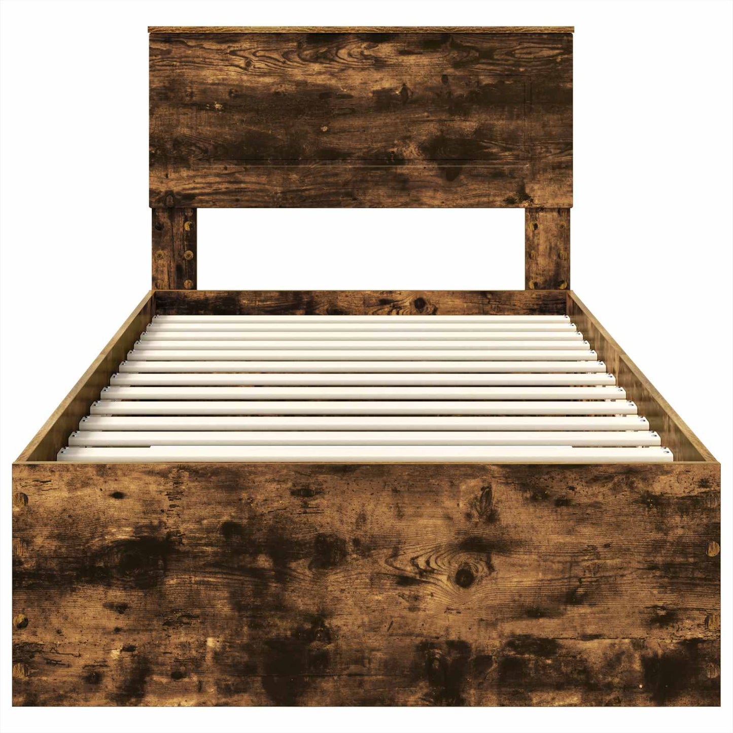 Bed Frame Smoked Oak and Silver 75 x 190 cm Engineered Wood