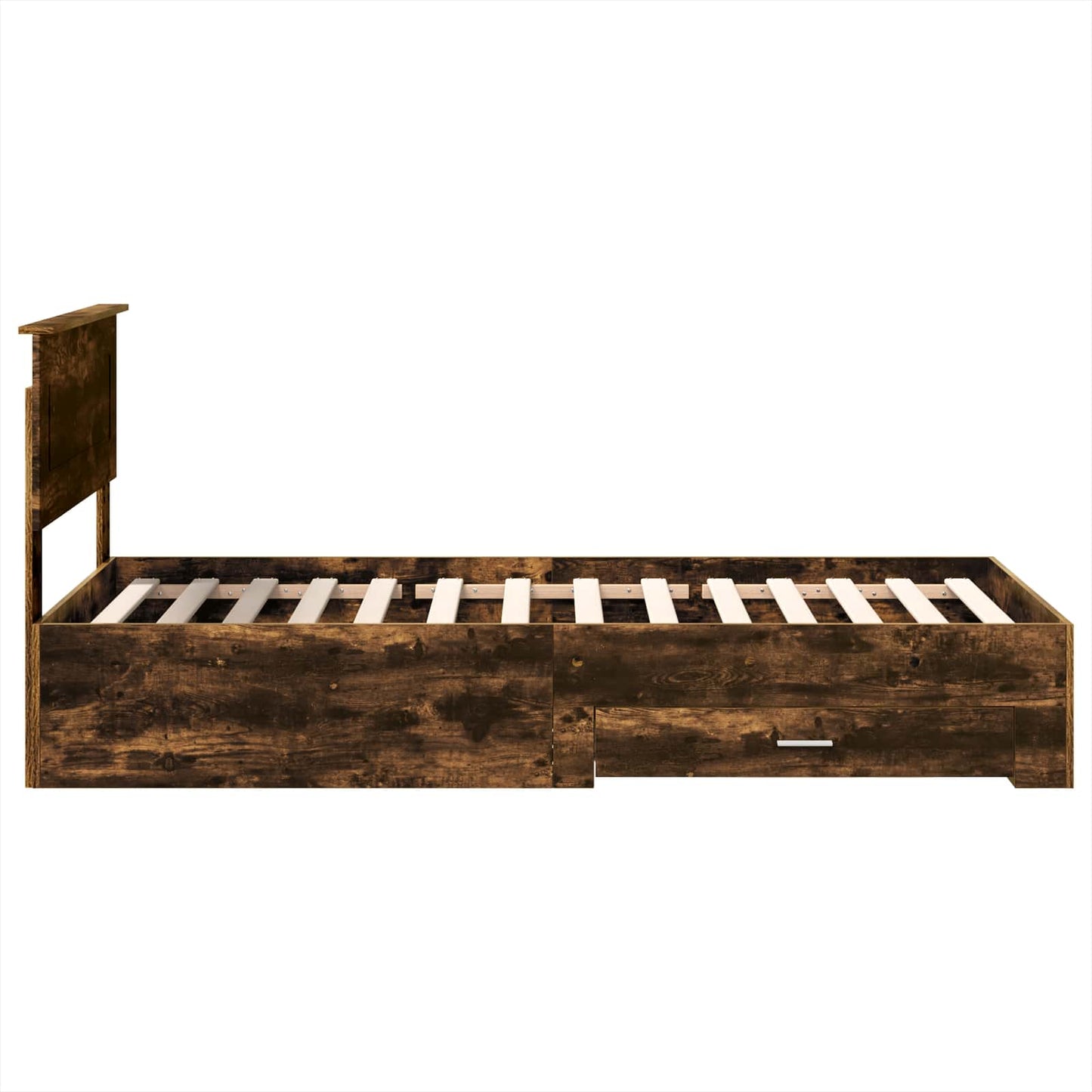 Bed Frame Smoked Oak and Silver 75 x 190 cm Engineered Wood