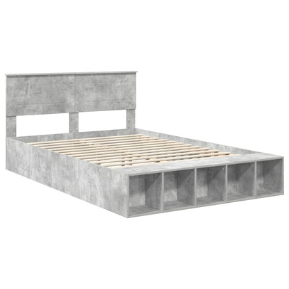 Bed Frame with Shelf Concrete Grey 160 x 200 cm Engineered Wood