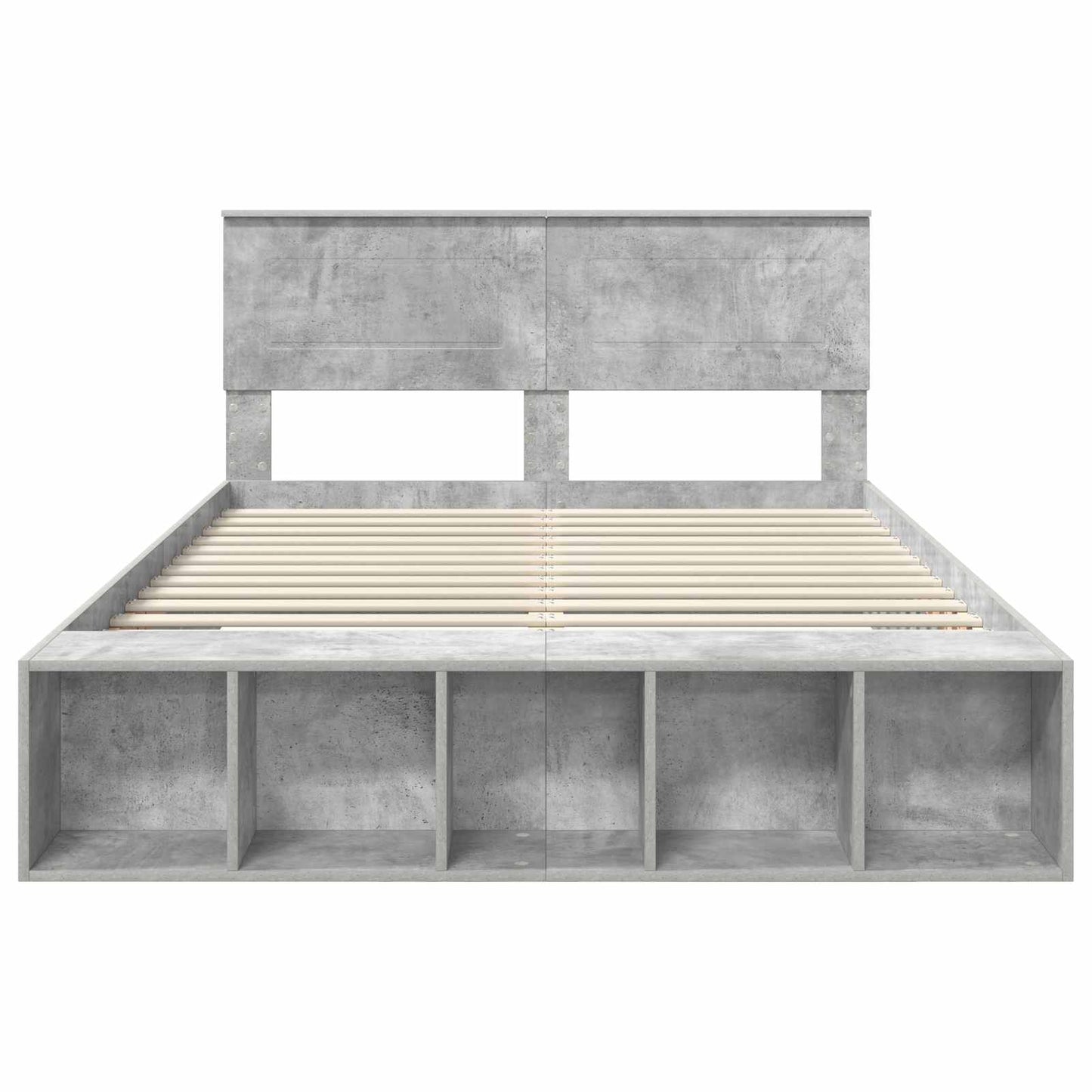 Bed Frame with Shelf Concrete Grey 160 x 200 cm Engineered Wood