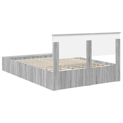 Bed Frame with Shelf Grey Sonoma 150 x 200 cm Engineered Wood