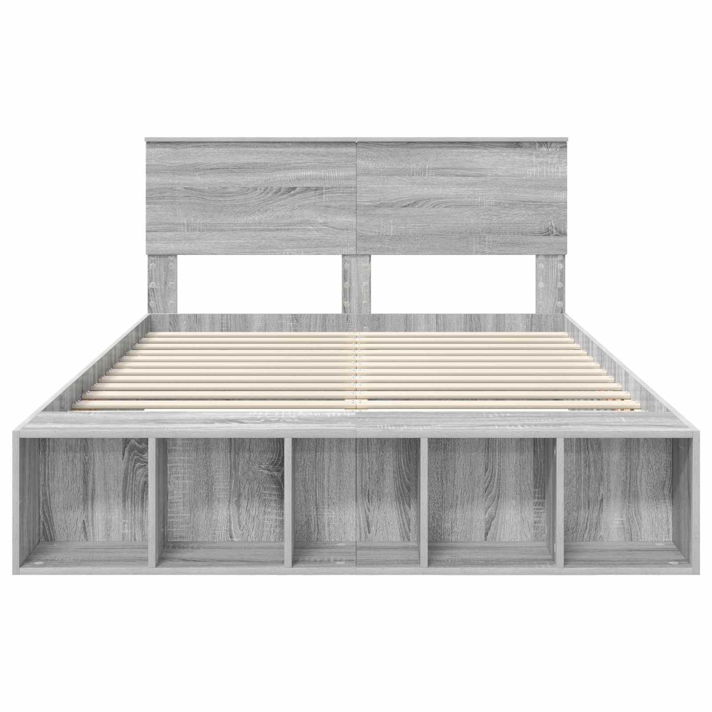 Bed Frame with Shelf Grey Sonoma 150 x 200 cm Engineered Wood