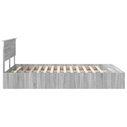 Bed Frame with Shelf Grey Sonoma 140 x 190 cm Engineered Wood