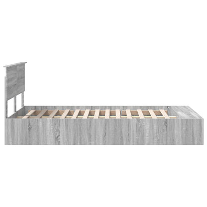 Bed Frame with Shelf Grey Sonoma 135 x 190 cm Engineered Wood