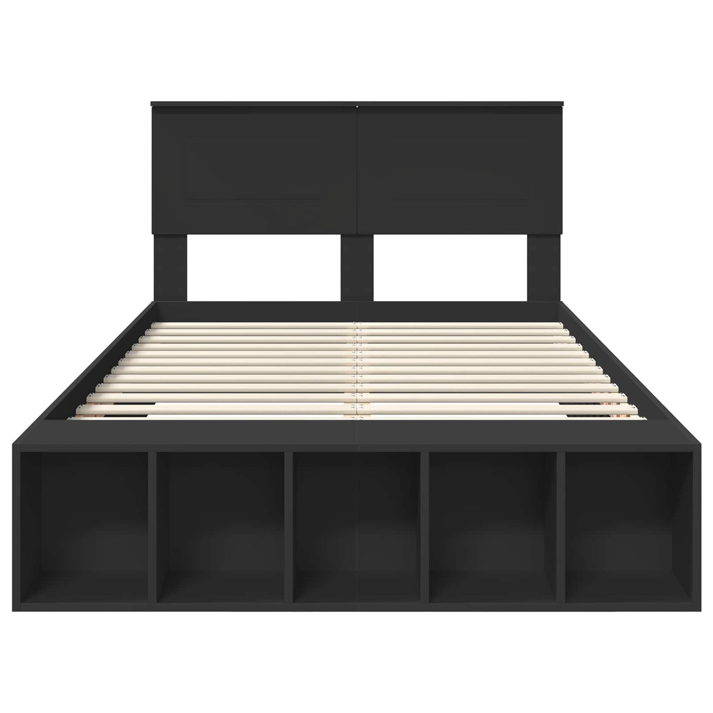 Bed Frame with Shelf Manual Black 120 x 190 cm Engineered Wood
