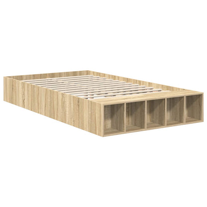 Bed Frame with Shelf Sonoma Oak 120 x 190 cm Engineered Wood