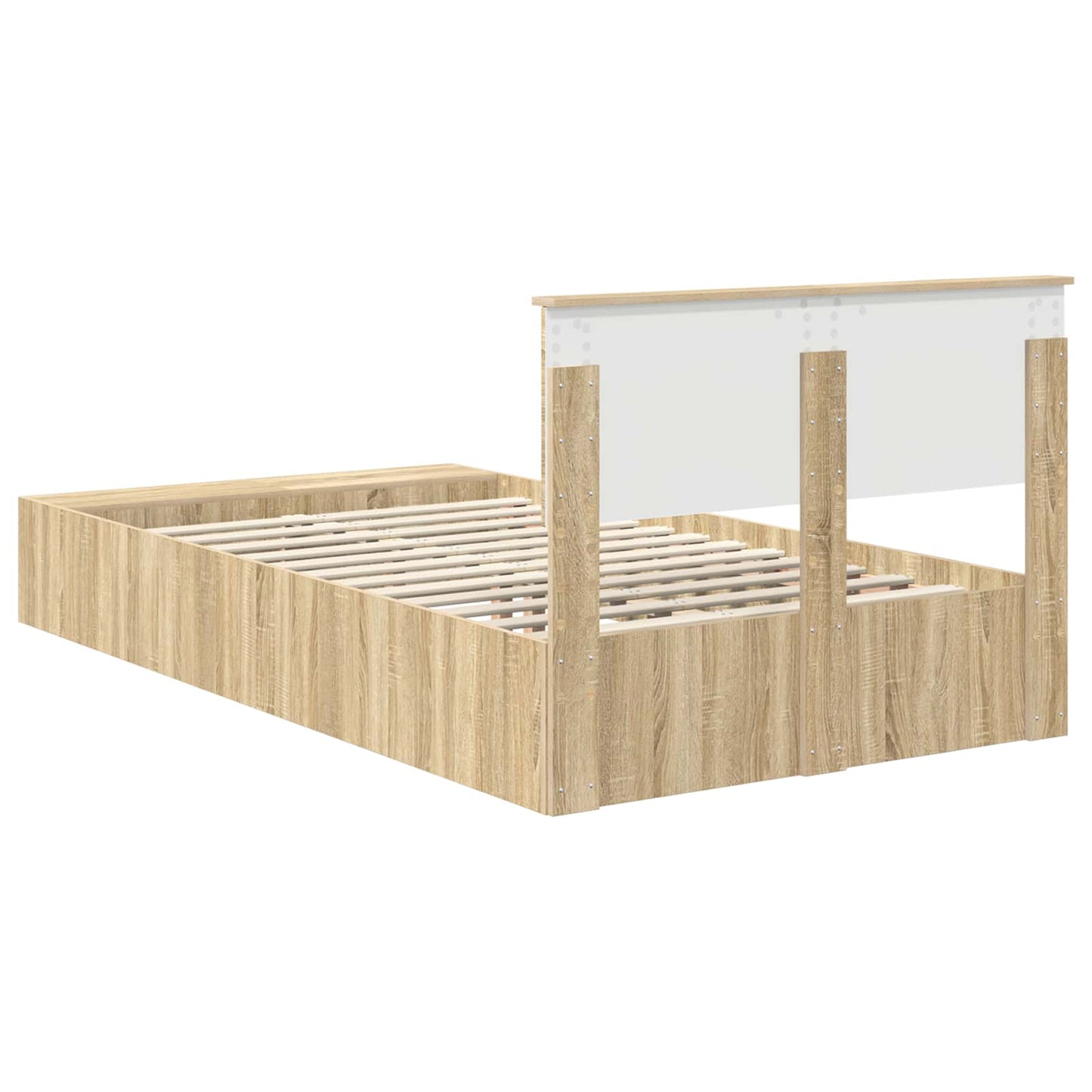 Bed Frame with Shelf Sonoma Oak 120 x 190 cm Engineered Wood