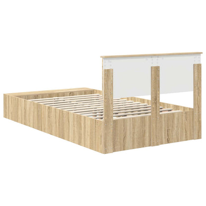 Bed Frame with Shelf Sonoma Oak 120 x 190 cm Engineered Wood