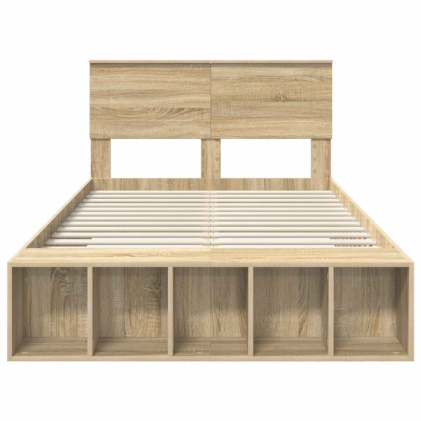 Bed Frame with Shelf Sonoma Oak 120 x 190 cm Engineered Wood