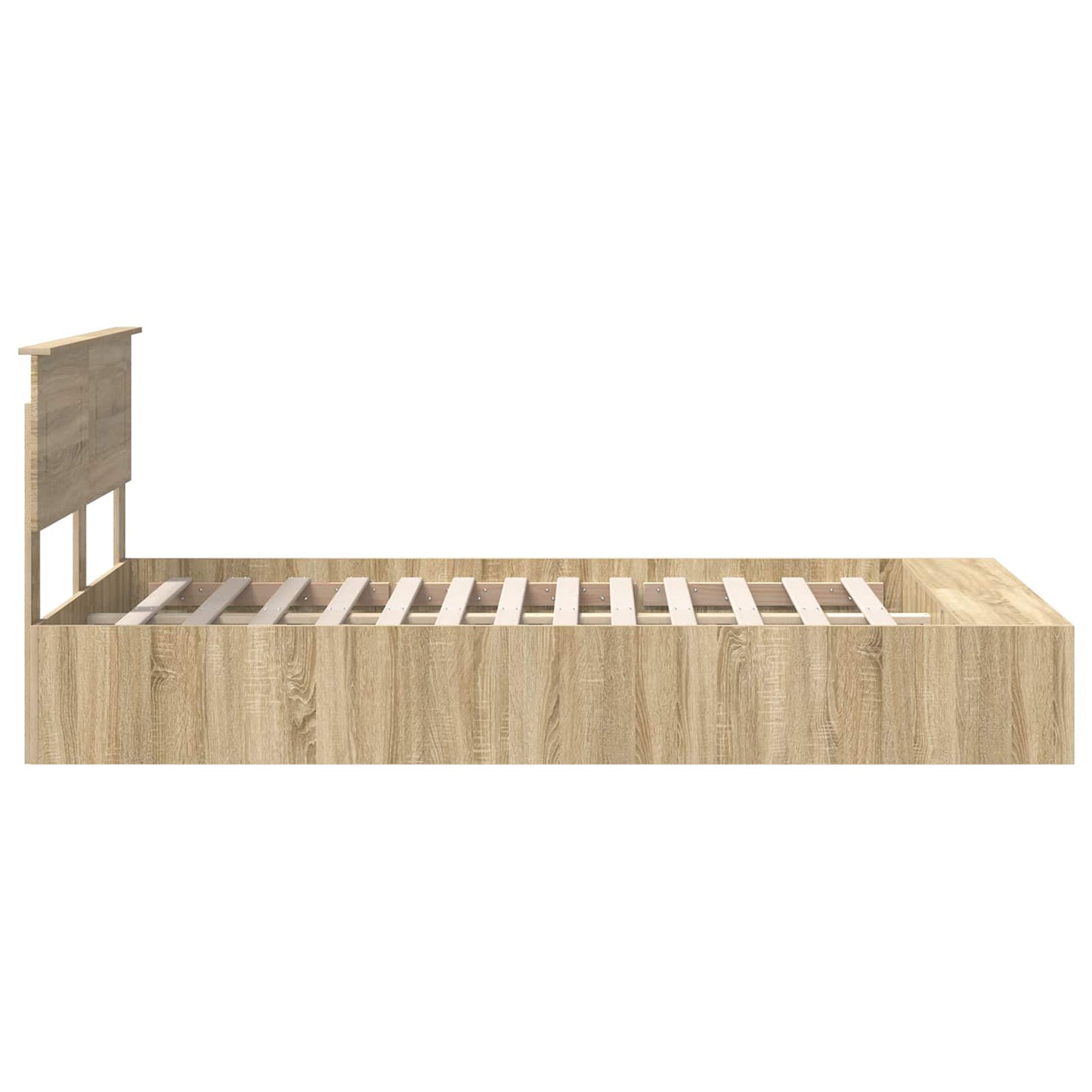 Bed Frame with Shelf Sonoma Oak 120 x 190 cm Engineered Wood
