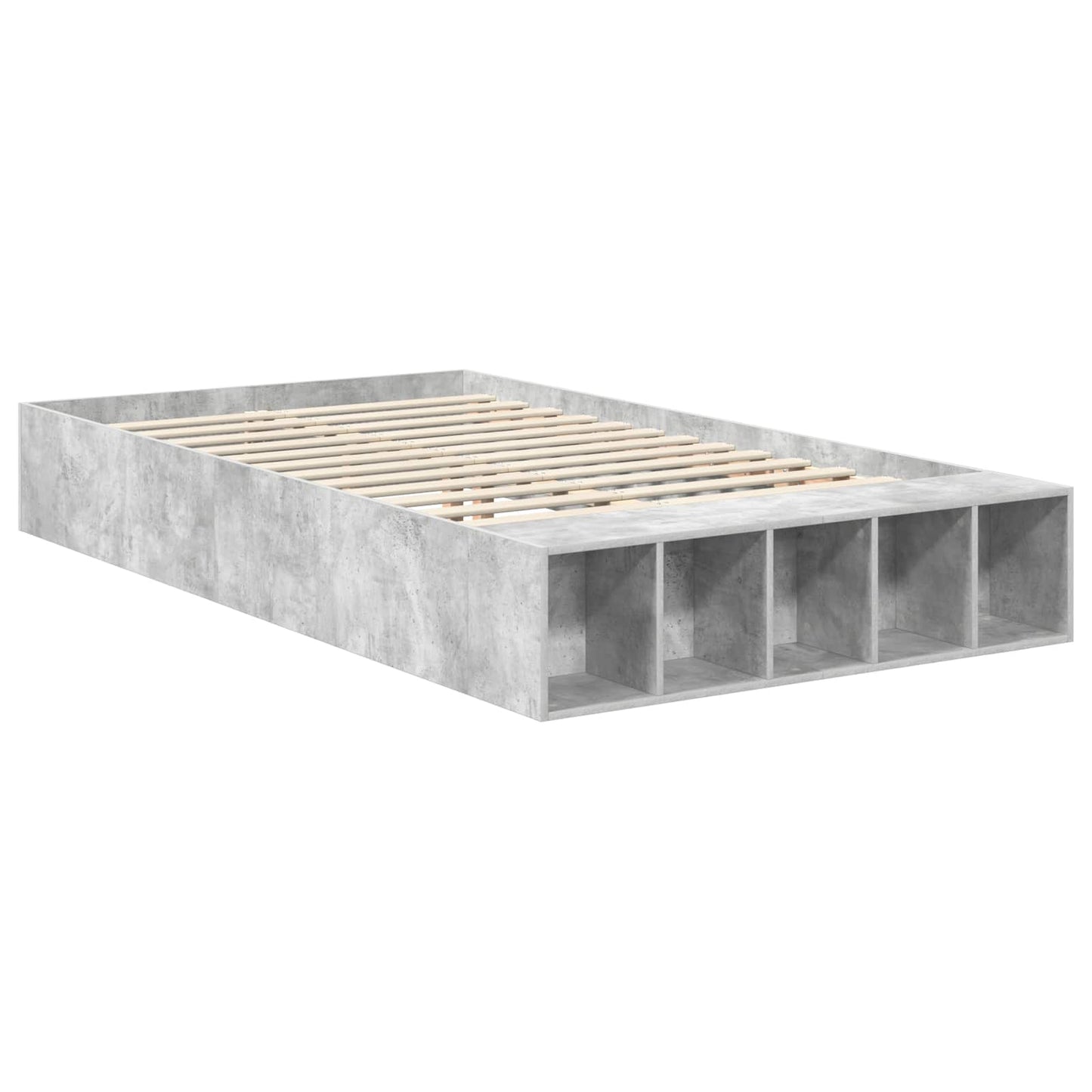 Bed Frame with Shelf Concrete Grey 120 x 190 cm Engineered Wood