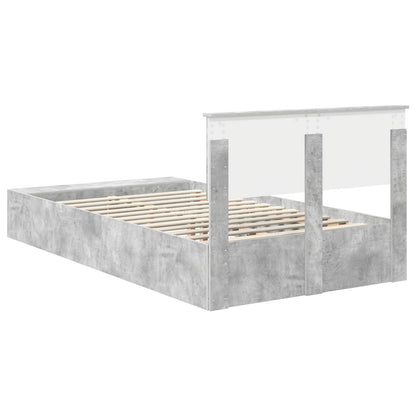 Bed Frame with Shelf Concrete Grey 120 x 190 cm Engineered Wood