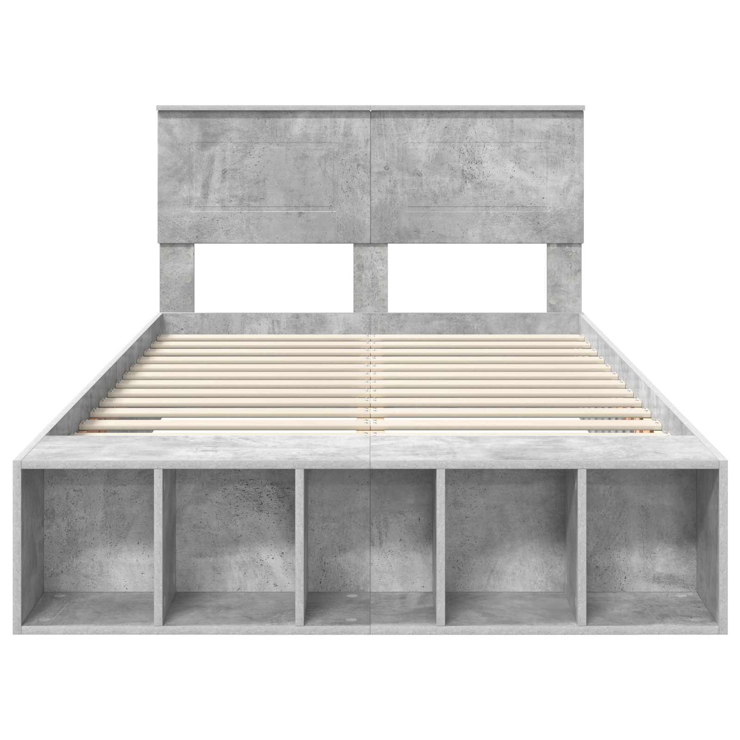 Bed Frame with Shelf Concrete Grey 120 x 190 cm Engineered Wood