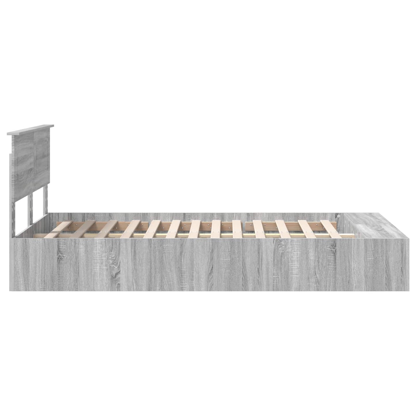 Bed Frame with Shelf Grey Sonoma 120 x 190 cm Engineered Wood