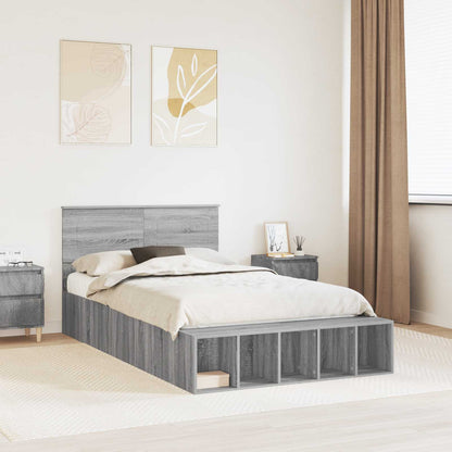 Bed Frame with Shelf Grey Sonoma 120 x 200 cm Engineered Wood