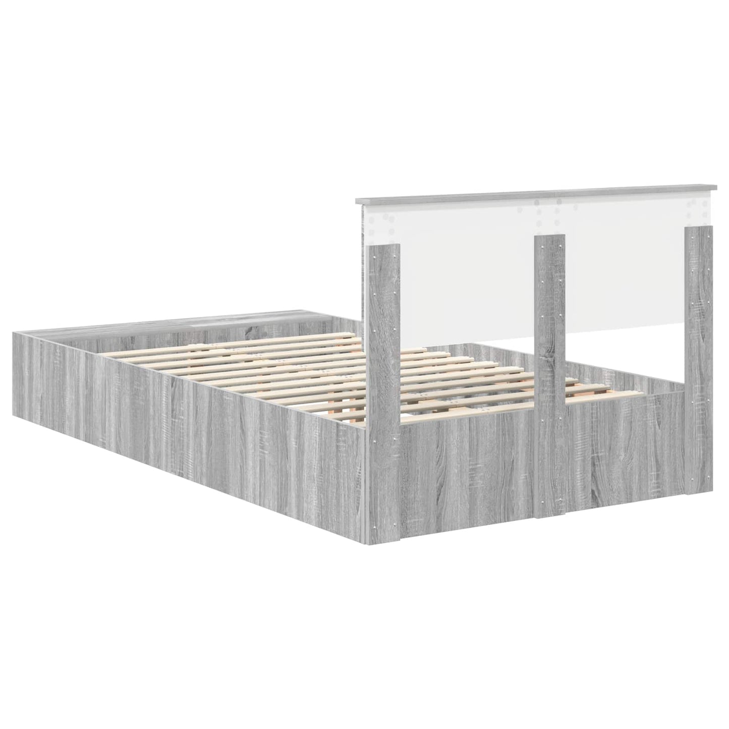 Bed Frame with Shelf Grey Sonoma 120 x 200 cm Engineered Wood