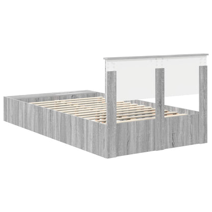 Bed Frame with Shelf Grey Sonoma 120 x 200 cm Engineered Wood