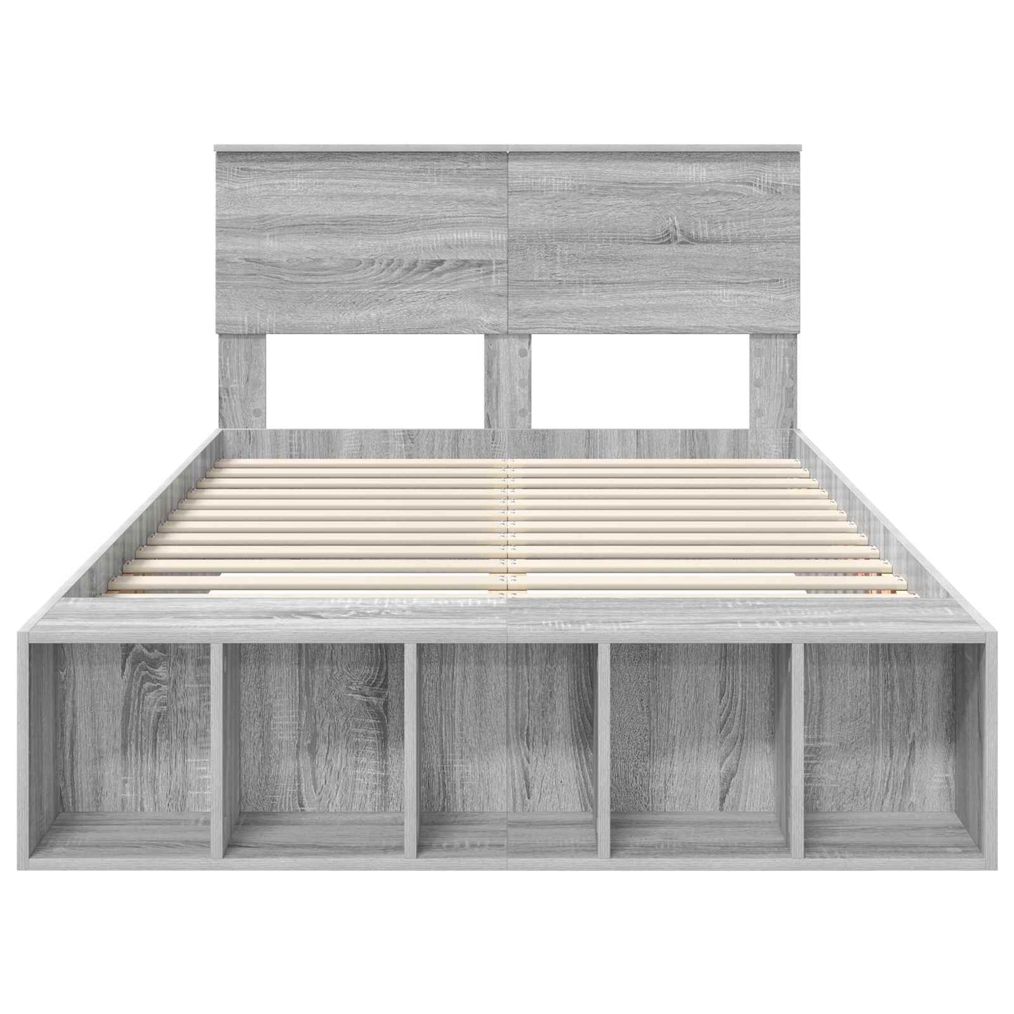 Bed Frame with Shelf Grey Sonoma 120 x 200 cm Engineered Wood