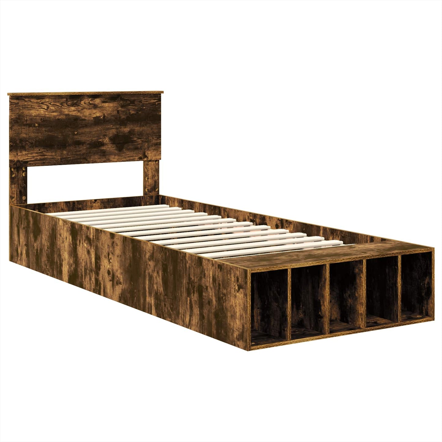 Bed Frame with Shelf Smoked Oak 100 x 200 cm Engineered Wood