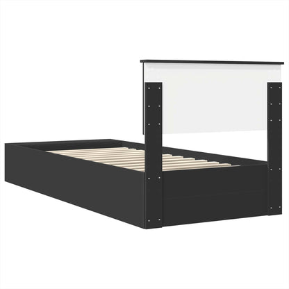 Bed Frame with Shelf Manual Black 90 x 190 cm Engineered Wood