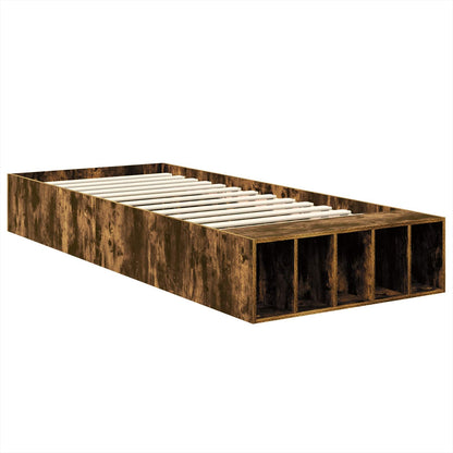 Bed Frame with Shelf Smoked Oak 90 x 190 cm Engineered Wood