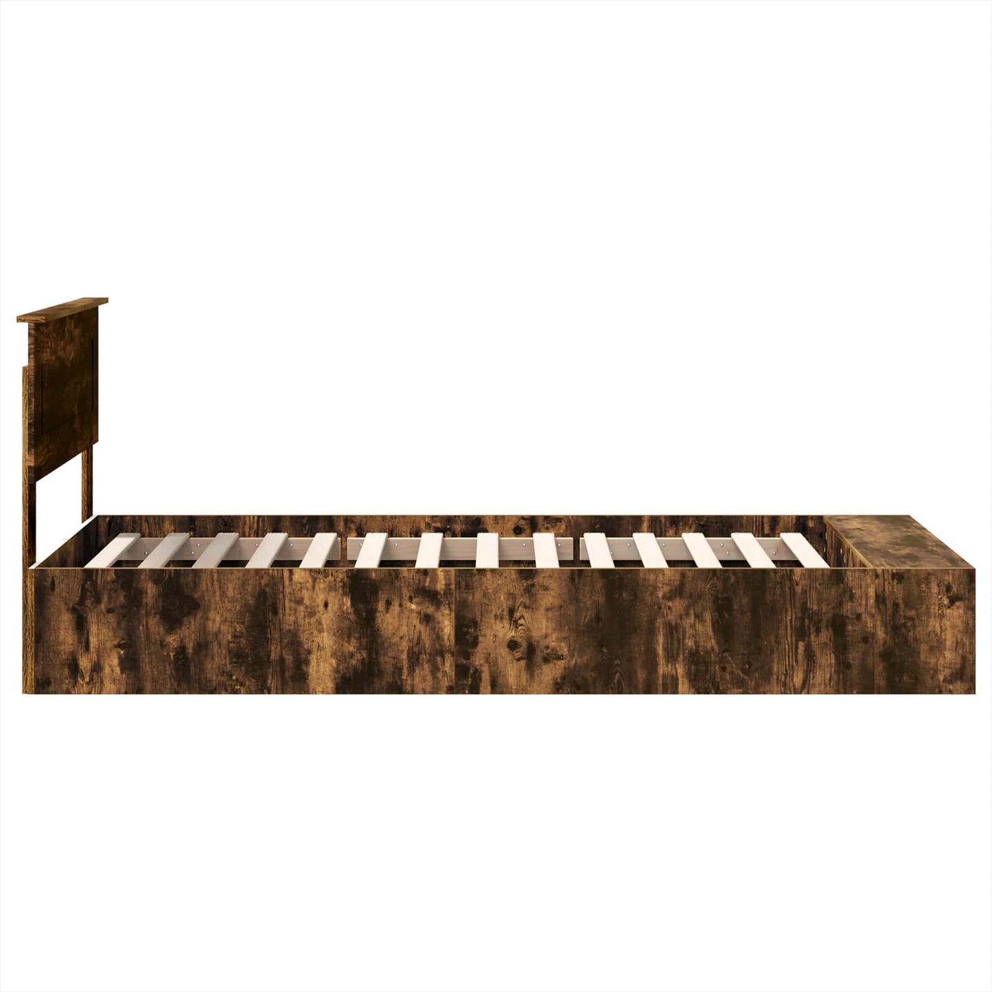Bed Frame with Shelf Smoked Oak 90 x 190 cm Engineered Wood