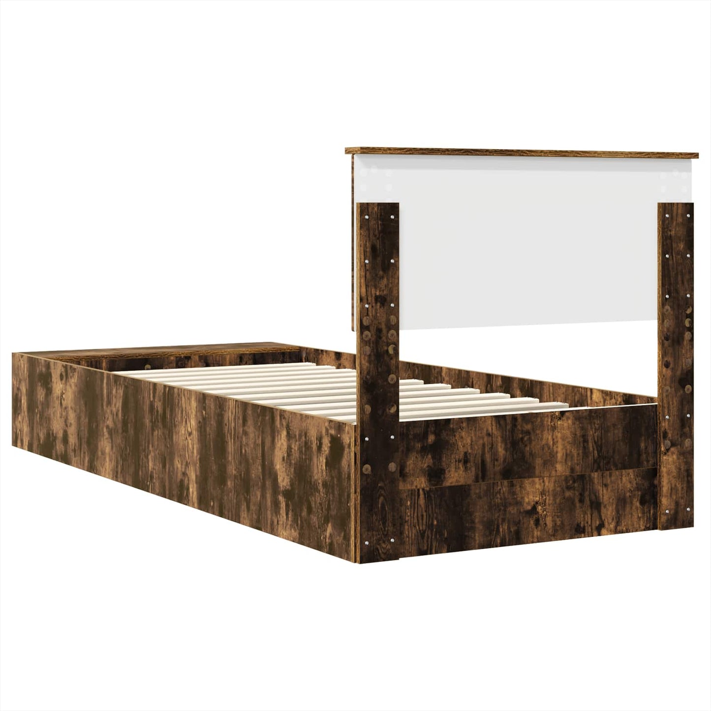 Bed Frame with Shelf Smoked Oak 90 x 200 cm Engineered Wood