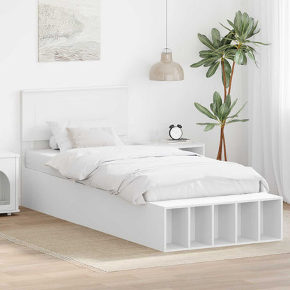 Bed Frame with Shelf Manual White 75 x 190 cm Engineered Wood