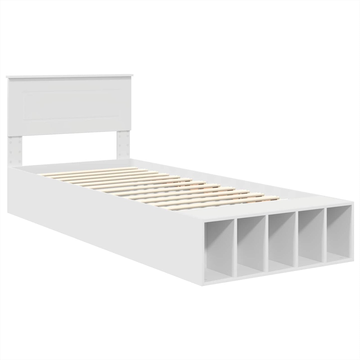 Bed Frame with Shelf Manual White 75 x 190 cm Engineered Wood