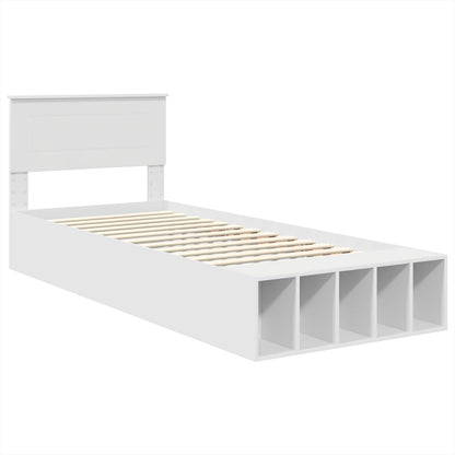 Bed Frame with Shelf Manual White 75 x 190 cm Engineered Wood
