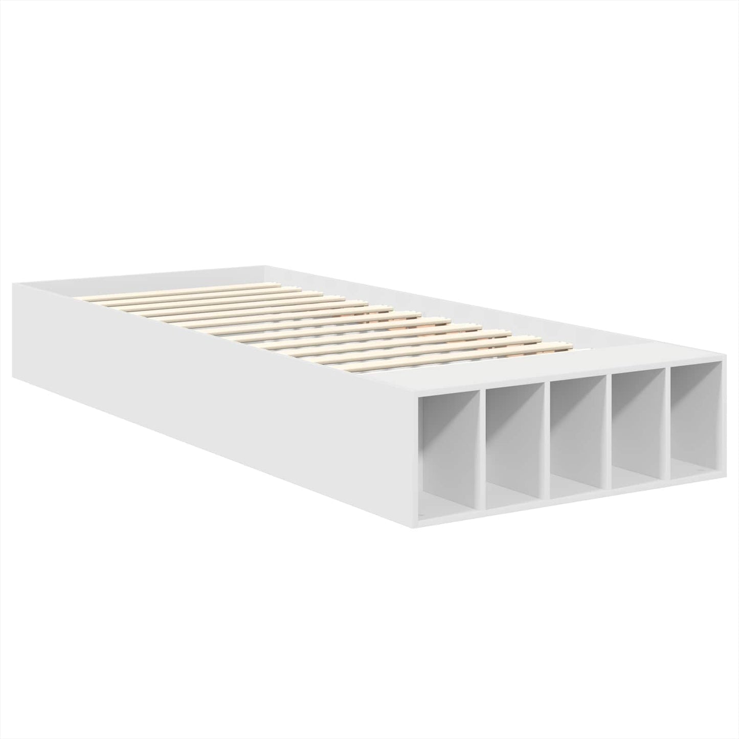Bed Frame with Shelf Manual White 75 x 190 cm Engineered Wood