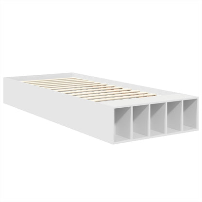 Bed Frame with Shelf Manual White 75 x 190 cm Engineered Wood