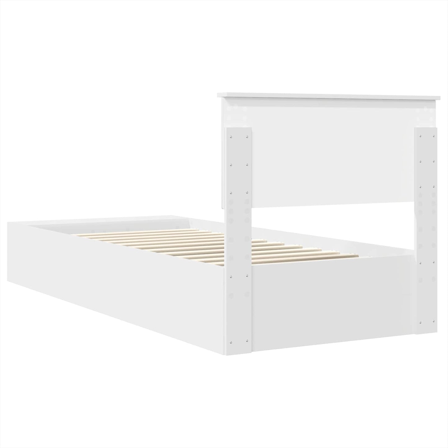 Bed Frame with Shelf Manual White 75 x 190 cm Engineered Wood