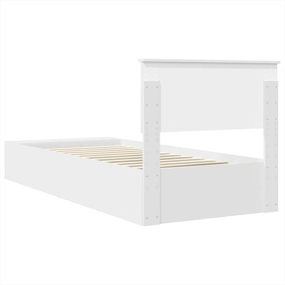 Bed Frame with Shelf Manual White 75 x 190 cm Engineered Wood