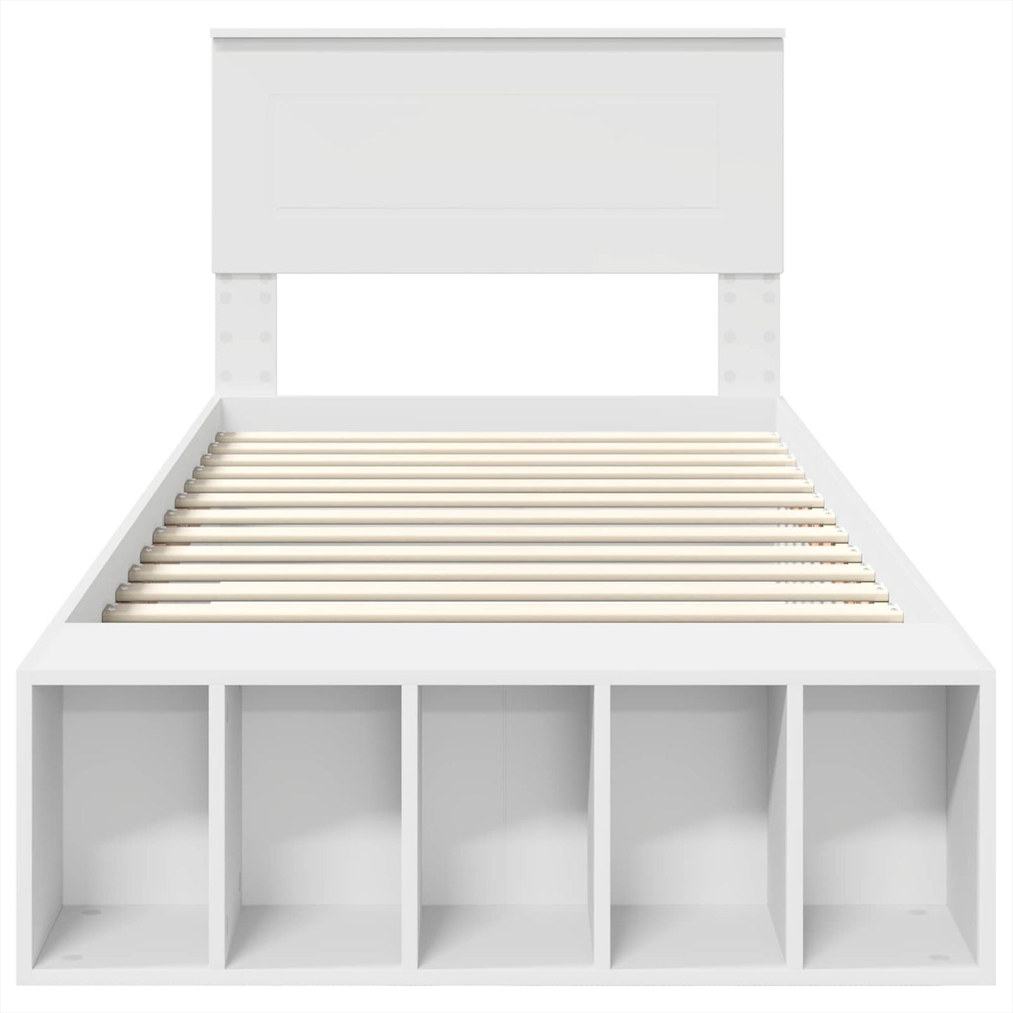 Bed Frame with Shelf Manual White 75 x 190 cm Engineered Wood