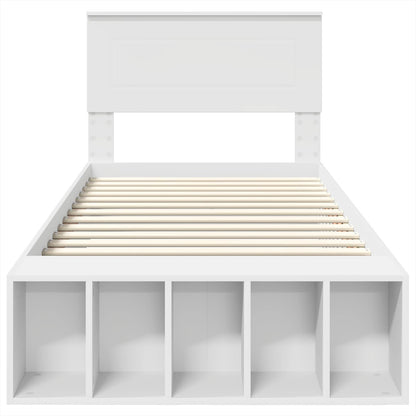 Bed Frame with Shelf Manual White 75 x 190 cm Engineered Wood