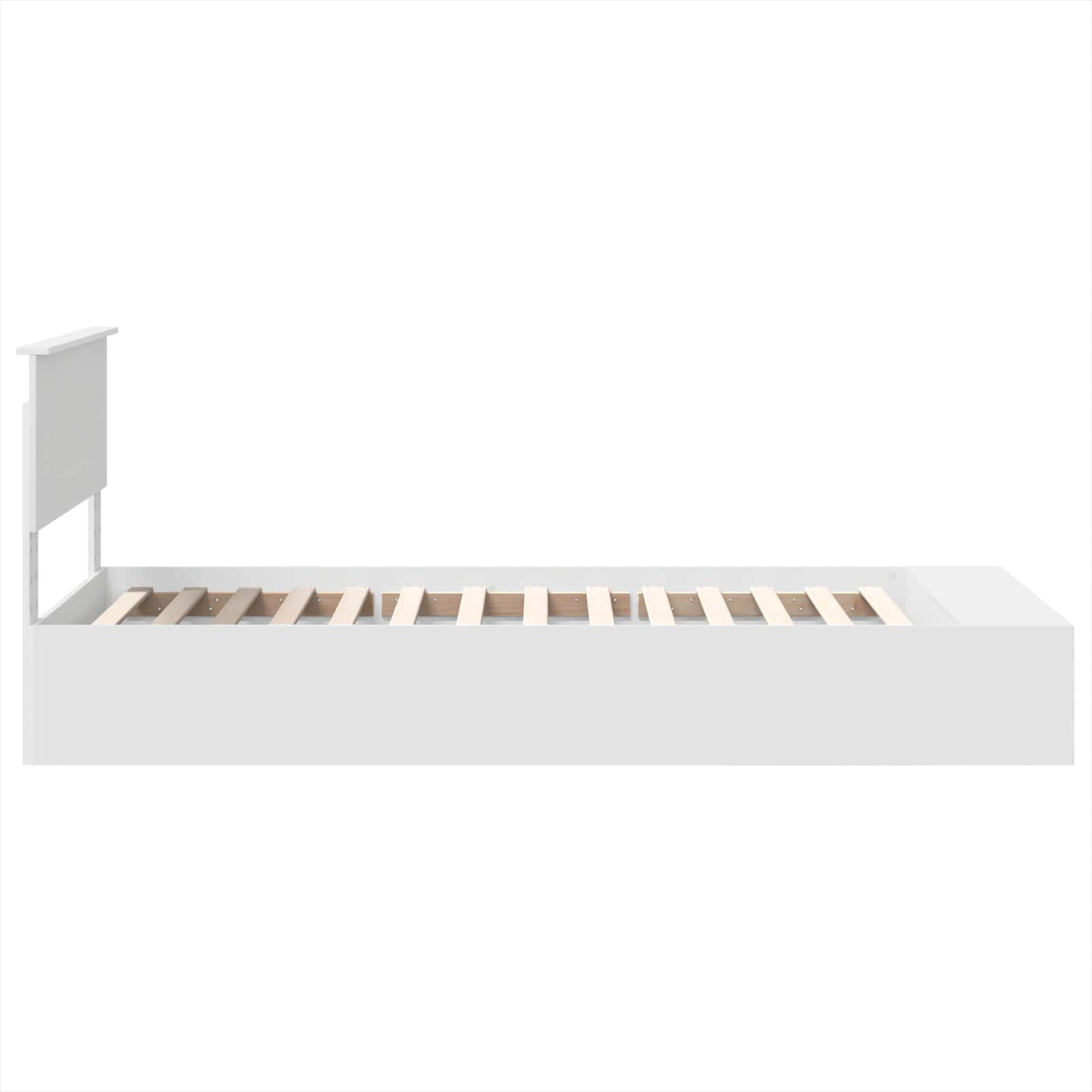 Bed Frame with Shelf Manual White 75 x 190 cm Engineered Wood