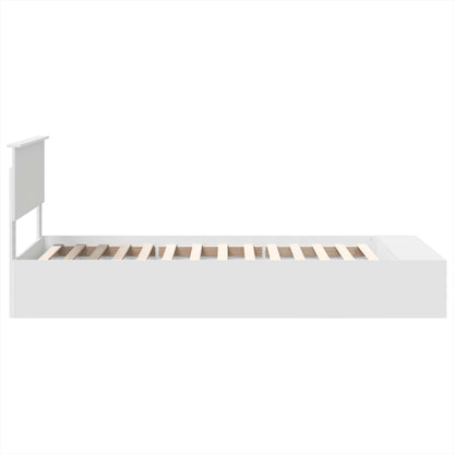 Bed Frame with Shelf Manual White 75 x 190 cm Engineered Wood
