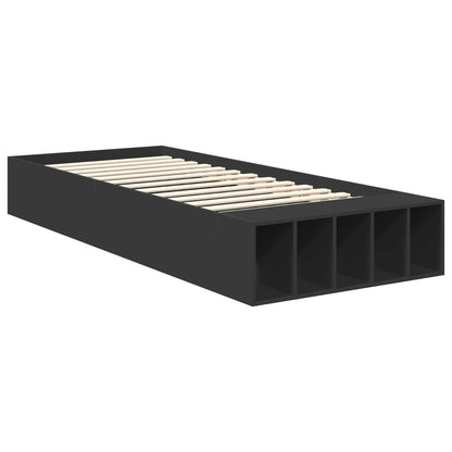 Bed Frame with Shelf Manual Black 75 x 190 cm Engineered Wood