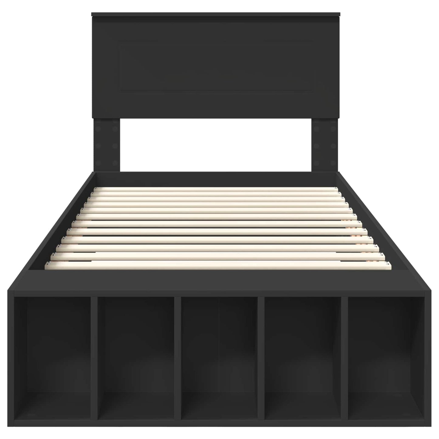 Bed Frame with Shelf Manual Black 75 x 190 cm Engineered Wood