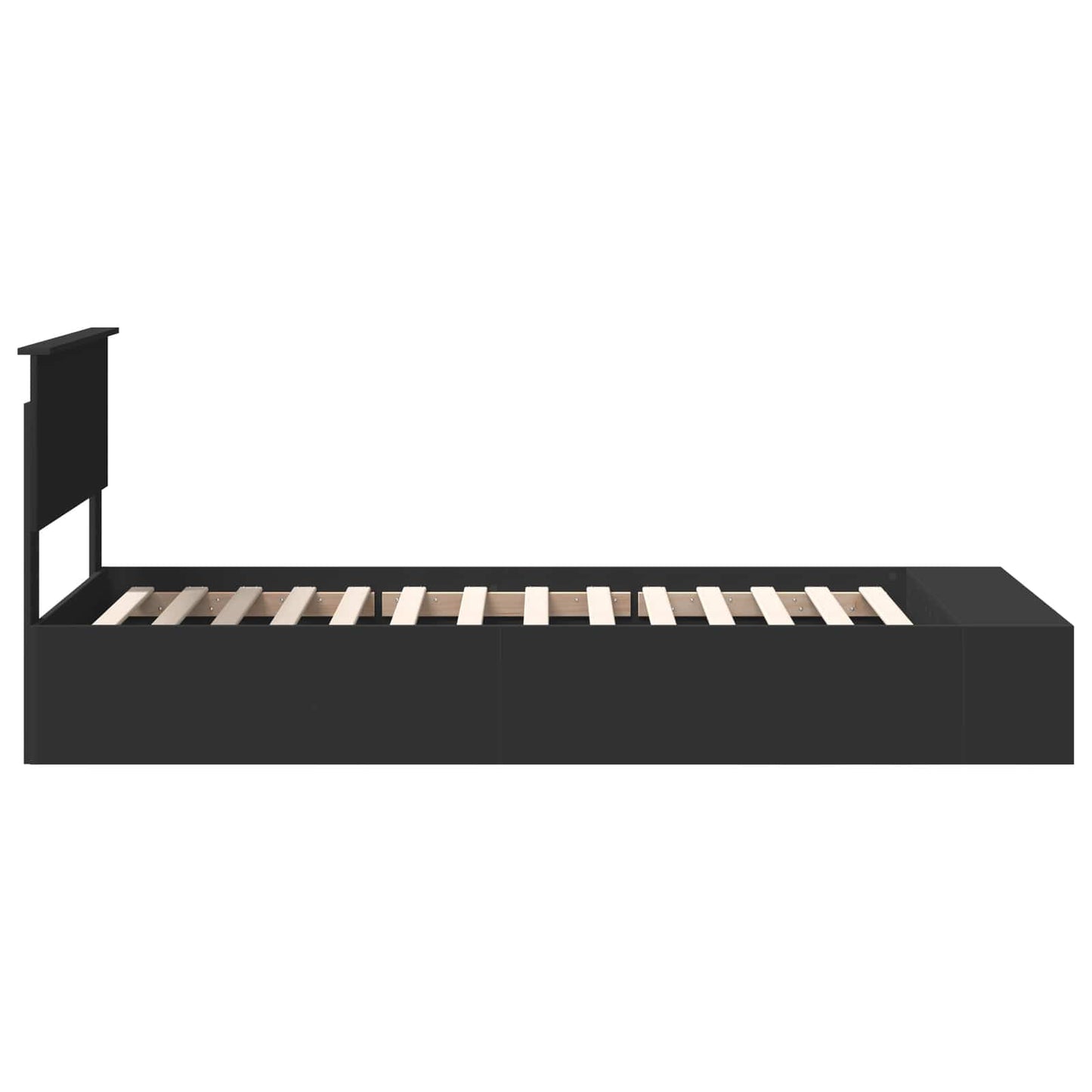 Bed Frame with Shelf Manual Black 75 x 190 cm Engineered Wood
