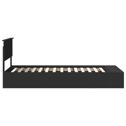 Bed Frame with Shelf Manual Black 75 x 190 cm Engineered Wood