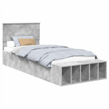 Bed Frame with Shelf Concrete Grey 70 x 190 cm Engineered Wood