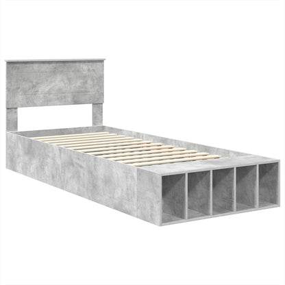 Bed Frame with Shelf Concrete Grey 70 x 190 cm Engineered Wood